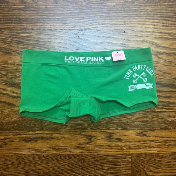 NWT Victoria's Secret PINK Vintage Y2K Green Women's Boy Short Underwear - Picture 2 of 4
